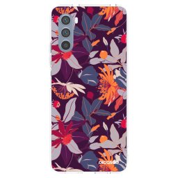 Átlátszó szilikon tok az alábbi mobiltelefonokra Motorola Moto G62 - Purple Leaf