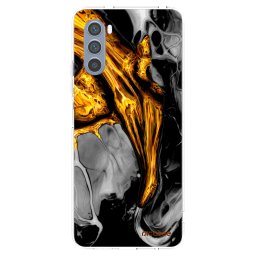 Átlátszó szilikon tok az alábbi mobiltelefonokra Motorola Moto G62 - Black Gold