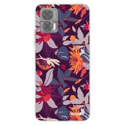 Átlátszó szilikon tok az alábbi mobiltelefonokra Motorola Edge 30 Neo - Purple Leaf