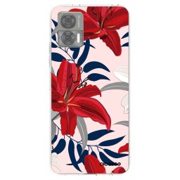 Átlátszó szilikon tok az alábbi mobiltelefonokra Motorola Edge 30 Neo - Red Lily