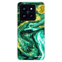 Átlátszó szilikon tok az alábbi mobiltelefonokra Xiaomi 14 Pro - Green Gold