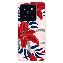 Átlátszó szilikon tok az alábbi mobiltelefonokra Xiaomi 14 Pro - Red Lily