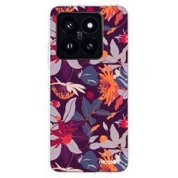 Átlátszó szilikon tok az alábbi mobiltelefonokra Xiaomi 14 Pro - Purple Leaf
