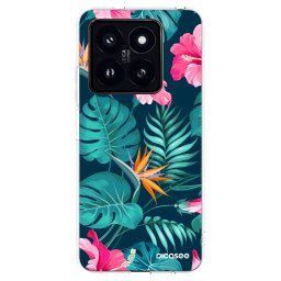 Átlátszó szilikon tok az alábbi mobiltelefonokra Xiaomi 14 Pro - Pink Monstera