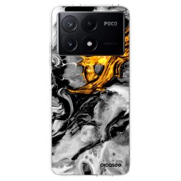 Átlátszó szilikon tok az alábbi mobiltelefonokra Xiaomi Poco X6 Pro - Black Gold 2