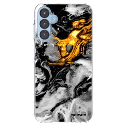 Átlátszó szilikon tok az alábbi mobiltelefonokra Samsung Galaxy A15 A156B 5G - Black Gold 2