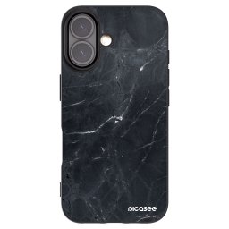 Fekete szilikon tok az alábbi mobiltelefonokra Apple iPhone 16 - Black marble
