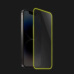 3x Keményített védőfólia a sötétben világító kerettel mobiltelefonokra Apple iPhone 16 Pro - Sárga