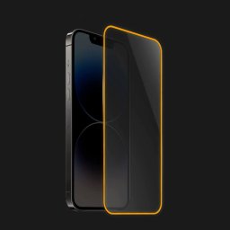 3x Keményített védőfólia a sötétben világító kerettel mobiltelefonokra Apple iPhone 16 Plus - Narancssárga