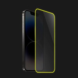 Keményített védőfólia a sötétben világító kerettel mobiltelefonokra Apple iPhone 16e - Sárga