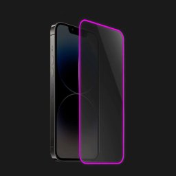 3x Keményített védőfólia a sötétben világító kerettel mobiltelefonokra Apple iPhone 16e - Rózsaszín