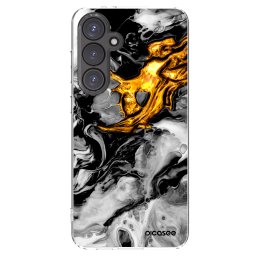 Átlátszó szilikon tok az alábbi mobiltelefonokra Samsung Galaxy S24 FE S721B - Black Gold 2