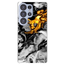 Átlátszó szilikon tok az alábbi mobiltelefonokra Samsung Galaxy S25 Ultra 5G - Black Gold 2