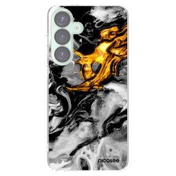 Átlátszó szilikon tok az alábbi mobiltelefonokra Samsung Galaxy S25+ 5G - Black Gold 2