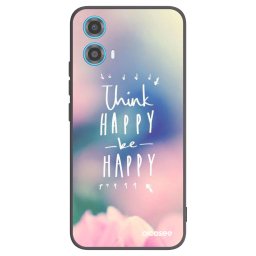 Fekete szilikon tok az alábbi mobiltelefonokra Motorola Moto G34 5G - Think happy be happy
