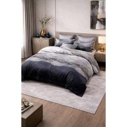 7 részes elegáns, ombre mintás ágynemű garnitúra-luxus fekete-szürke design