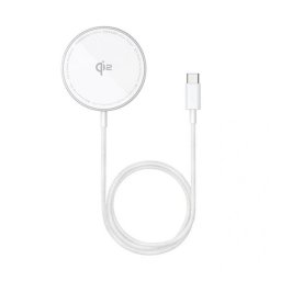 BASEUS SIMPLE MINI4 asztali töltő (15W, wireless, gyorstöltő, MagSafe, Qi2) EZÜST Apple iPhone Air, Google Pixel 10, Google Pixel 10 Pro