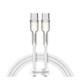 BASEUS CAFULE adatkábel (Type-C - Type-C, 100W, PD gyorstöltő, cipőfűző, 100cm) FEHÉR