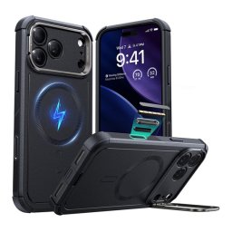 ESR CYBER ARMOR szilikon telefonvédő (ütésállóság, légpárnás sarok, kitámasztó, MagSafe) FEKETE Apple iPhone 17 Pro Max