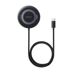 BASEUS SIMPLE MINI4 asztali töltő (15W, wireless, gyorstöltő, kitámasztó, mágneses, Qi2) FEKETE