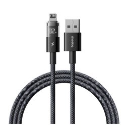 BASEUS DISPLAY II adatkábel (USB - lightning, 2.4A, gyorstöltő, cipőfűző, LED kijelző, 200cm) FEKETE Apple IPAD (4th Generation), IPAD Air 2, IPAD Pro 9.7