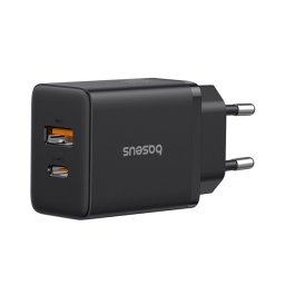BASEUS CUBE hálózati töltő USB+Type-C aljzat (20W, GaN, PD gyorstöltő 3.0) FEKETE