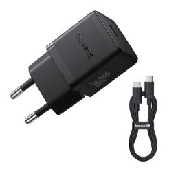 BASEUS PALM 1C hálózati töltő Type-C aljzat (30W, PD gyorstöltő 3.0 + Type-C kábel) FEKETE