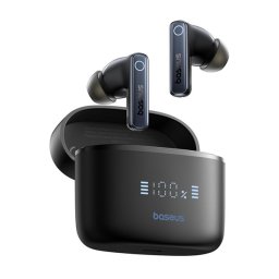 BASEUS BOWIE E30 bluetooth fülhallgató SZTEREO (v5.3, TWS, mikrofon, zajszűrő, IPX5, LED kijelző + töltőtok) FEKETE