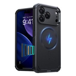 ESR CYBER HALOLOCK defender műanyag telefonvédő (erős ütésállóság, légpárnás sarok, MagSafe) FEKETE Apple iPhone 17 Pro Max