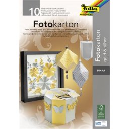 FOLIA Dekorkarton tömb, A4, 300 g, 10 lap, FOLIA, arany-ezüst