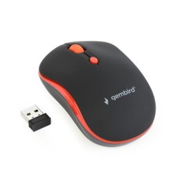 GEMBIRD egér MUSW-4B-03-R, fekete-piros, vezeték nélküli, USB nano vevő