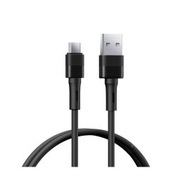REMAX LEYA adatkábel (USB - microUSB, 2.4A, gyorstöltő, 100cm) FEKETE