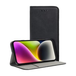 Tok álló, bőr hatású (FLIP, oldalra nyíló, asztali tartó) FEKETE Motorola Edge 70 (XT2601-2)