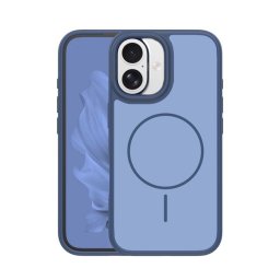 Szilikon telefonvédő (műanyag hátlap, ütésállóság, légpárnás sarok, kameravédő, MagSafe) SÖTÉTKÉK Apple iPhone 16