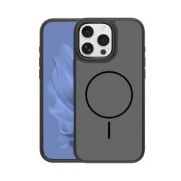 Szilikon telefonvédő (műanyag hátlap, ütésállóság, légpárnás sarok, kameravédő, MagSafe) FEKETE Apple iPhone 16 Pro
