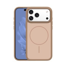 Szilikon telefonvédő (műanyag hátlap, ütésállóság, légpárnás sarok, kameravédő, MagSafe) BARNA Apple iPhone 17 Pro