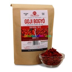 Goji bogyó 200 g, Lícium, Prémium minőség, nagy szemű, aszalt goji mag, permetszer mentes, szuperétel - Mannavita