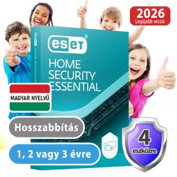 ESET Home Essential hosszabbítás 4 eszközre, 2 évre 30% kedvezménnyel tanárok, diákok, nyugdíjasok, EÜ dolgozók részére