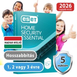 ESET Home Essential hosszabbítás 5 eszközre, 2 évre 30% kedvezménnyel tanárok, diákok, nyugdíjasok, EÜ dolgozók részére