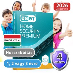 ESET Home Security Premium 4 eszközre 2 évre, hosszabbítás, 30% kedvezménnyel tanárok, diákok, nyugdíjasok, EÜ dolgozók részére