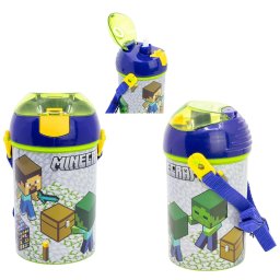 Minecraft szívószálas kulacs akasztóval 450 ml