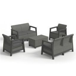 Scandi Box max linea duo kerti bútor szett jute tárolós asztallal grafit-hűvösszürke