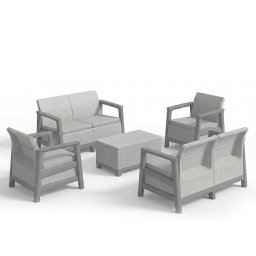 Scandi Box max linea duo kerti bútor szett jute tárolós asztallal hamuszürke-világosszürke