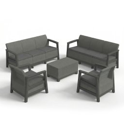 Scandi Love max linea duo kerti bútor szett jute tárolós asztallal grafit-hűvösszürke