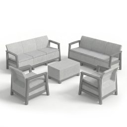 Scandi Love max linea duo kerti bútor szett jute tárolós asztallal hamuszürke-világosszürke