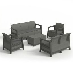 Scandi Big linea duo kerti bútor szett jute tárolós asztallal grafit-hűvösszürke