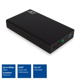 3.5" HDD külső ház mobilrack USB3.2 Gen1 csavarmentes fekete ACT (AC1405)