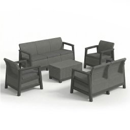 Scandi Big linea duo kerti bútor szett jute tárolós asztallal grafit-hűvösszürke