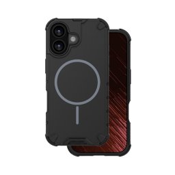Defender műanyag telefonvédő (ütésállóság, légpárnás sarok, matt, szilikon belső, MagSafe) FEKETE Apple iPhone 17
