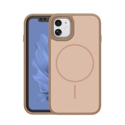 Szilikon telefonvédő (műanyag hátlap, ütésállóság, légpárnás sarok, kameravédő, MagSafe) BARNA Apple iPhone 11